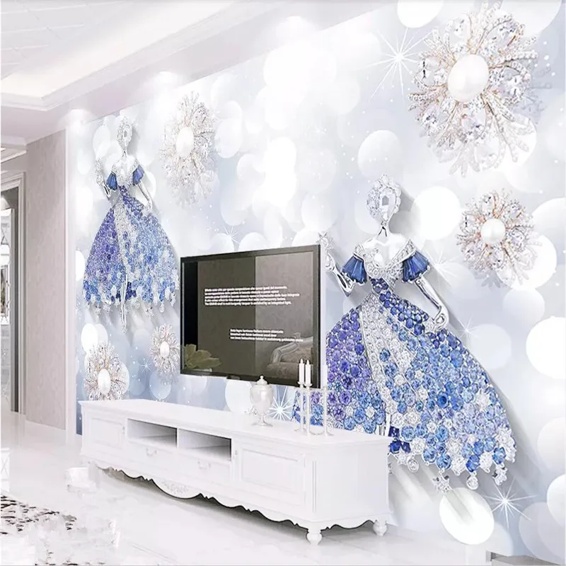 

Romantic gorgeous 3D jewelry TV background wall large high-grade wall cloth manufacturers wholesale wallpaper mural photo wall