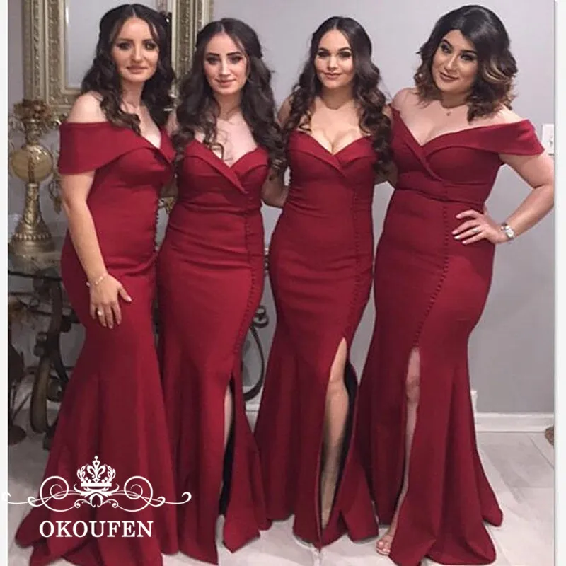 Burgundy Mermaid Bridesmaid Dresses Long Off Shoulder Side Split Cheap Wedding Guest Dress Party Vestidos De Fiesta De Noche
Burgundy Mermaid Bridesmaid Dresses Long Off Shoulder Side Split Cheap Wedding Guest Dress Party Vestidos De Fiesta De Noche