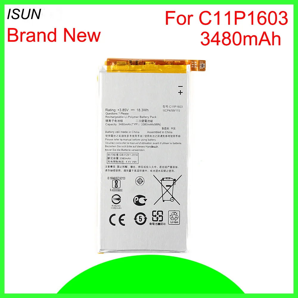 ISUNOO 3480mAh C11P1603 сменные батареи для ASUS ZenFone 3 Deluxe ZS570KL ZenFone3 батарея для мобильного телефона
ISUNOO 3480mAh C11P1603 сменные батареи для ASUS ZenFone 3 Deluxe ZS570KL ZenFone3 батарея для мобильного телефона