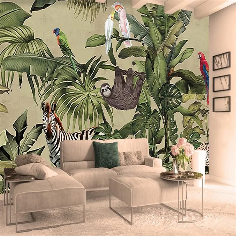 Retro Tropical Rainforest Animal Palm Leaf Living Room TV Wall Custom Wallpaper Mural Decoration
Retro Tropical Rainforest Animal Palm Leaf Living Room TV Wall Custom Wallpaper Mural Decoration