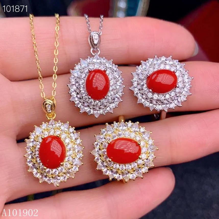 KJJEAXCMY exquisite jewelry 925 sterling silver inlaid natural red coral gemstone ladies ring necklace pendant set support detec
KJJEAXCMY exquisite jewelry 925 sterling silver inlaid natural red coral gemstone ladies ring necklace pendant set support detec