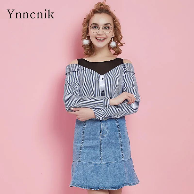 Женская клетчатая блузка ynncника Лоскутная Блузка с длинным рукавом открытыми
