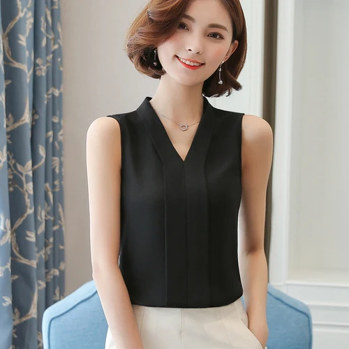 High Quality J43555 Summer Chiffon Shirt V Neck Solid Color Sleevess Office Lady Work Casual Shirts
High Quality J43555 Summer Chiffon Shirt V Neck Solid Color Sleevess Office Lady Work Casual Shirts