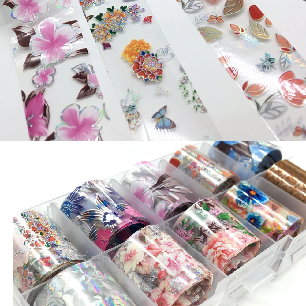 10Pcs 100X4cm Holographic Flower Foil and other Various Floral Flower Transfer Nail Art Foil Set FLORAL NAIL FOILS for Nail Art
10Pcs 100X4cm Holographic Flower Foil and other Various Floral Flower Transfer Nail Art Foil Set FLORAL NAIL FOILS for Nail Art