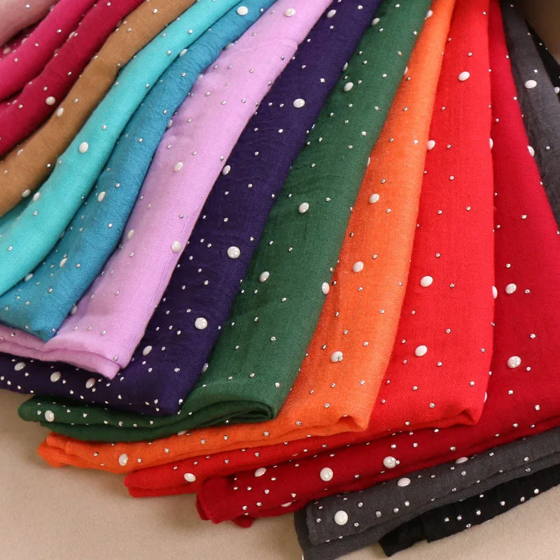 Fashion Plain Color Muslim hijabs scarves solid Pearl Decor Popular Islamic Turban Veil female long cotton headscarf 180x70cm
Fashion Plain Color Muslim hijabs scarves solid Pearl Decor Popular Islamic Turban Veil female long cotton headscarf 180x70cm