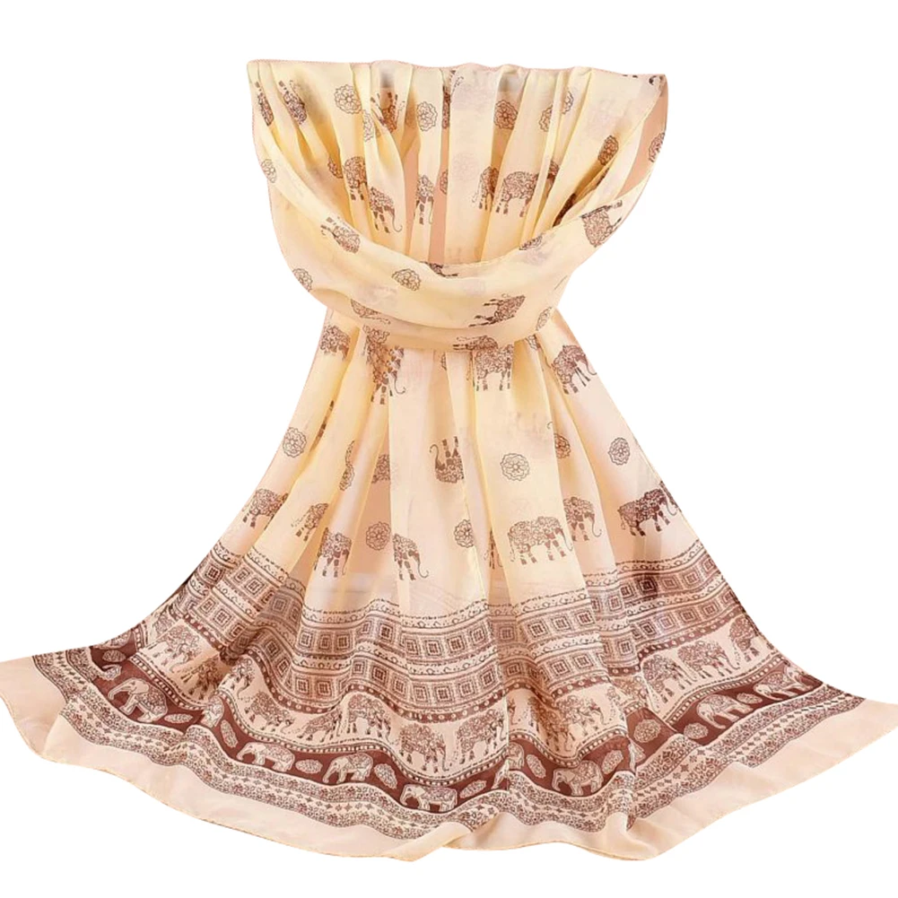 Модный шифоновый Женский мягкий дышащий Длинный Шарф С Рисунком Слона|neck wrap|long
