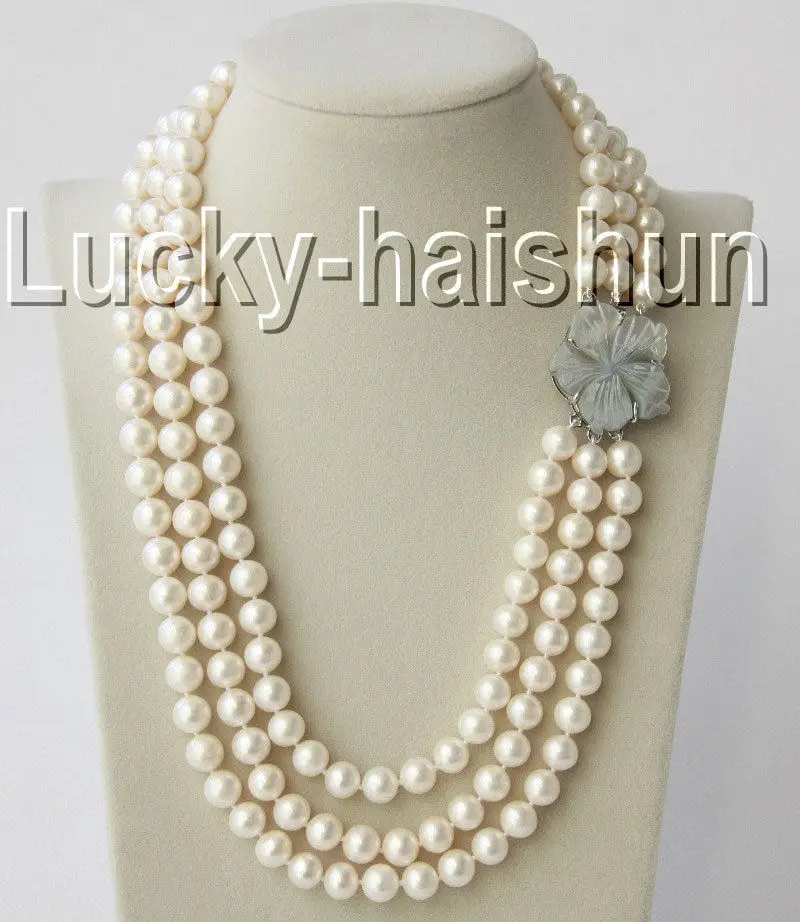 19"-21" 3row 10mm round white Freshwater pearl necklace seashell clasp>>>girls choker necklace pendant Free shipping
19"-21" 3row 10mm round white Freshwater pearl necklace seashell clasp>>>girls choker necklace pendant Free shipping