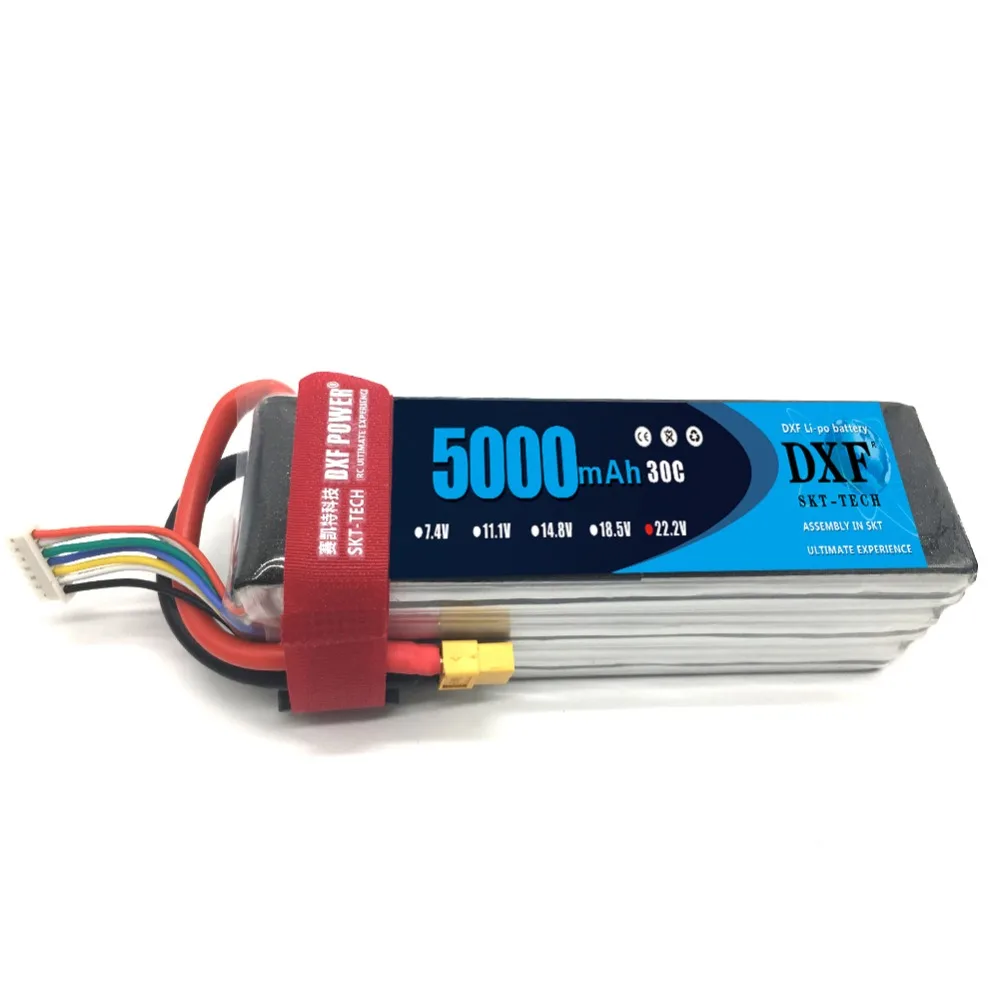 DXF 22.2V 5000mAh30C Max60C 6S RC Lipo Battery For Remote Control Car Quadcopter Helicopter Drone
DXF 22.2V 5000mAh30C Max60C 6S RC Lipo Battery For Remote Control Car Quadcopter Helicopter Drone