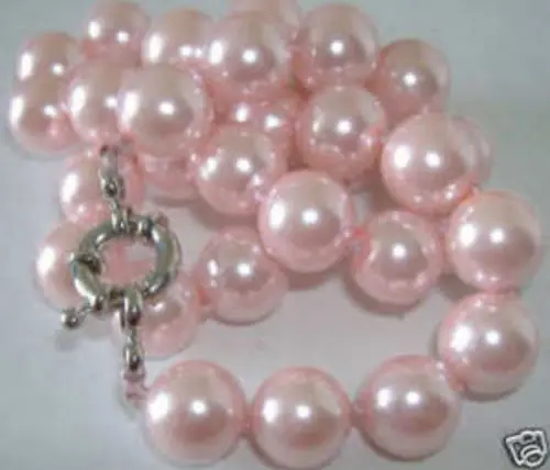 Beautiful 12 mm pink sea shell Pearl Necklace 18">&gtgirls choker necklace pendant Free shipping | Украшения и аксессуары