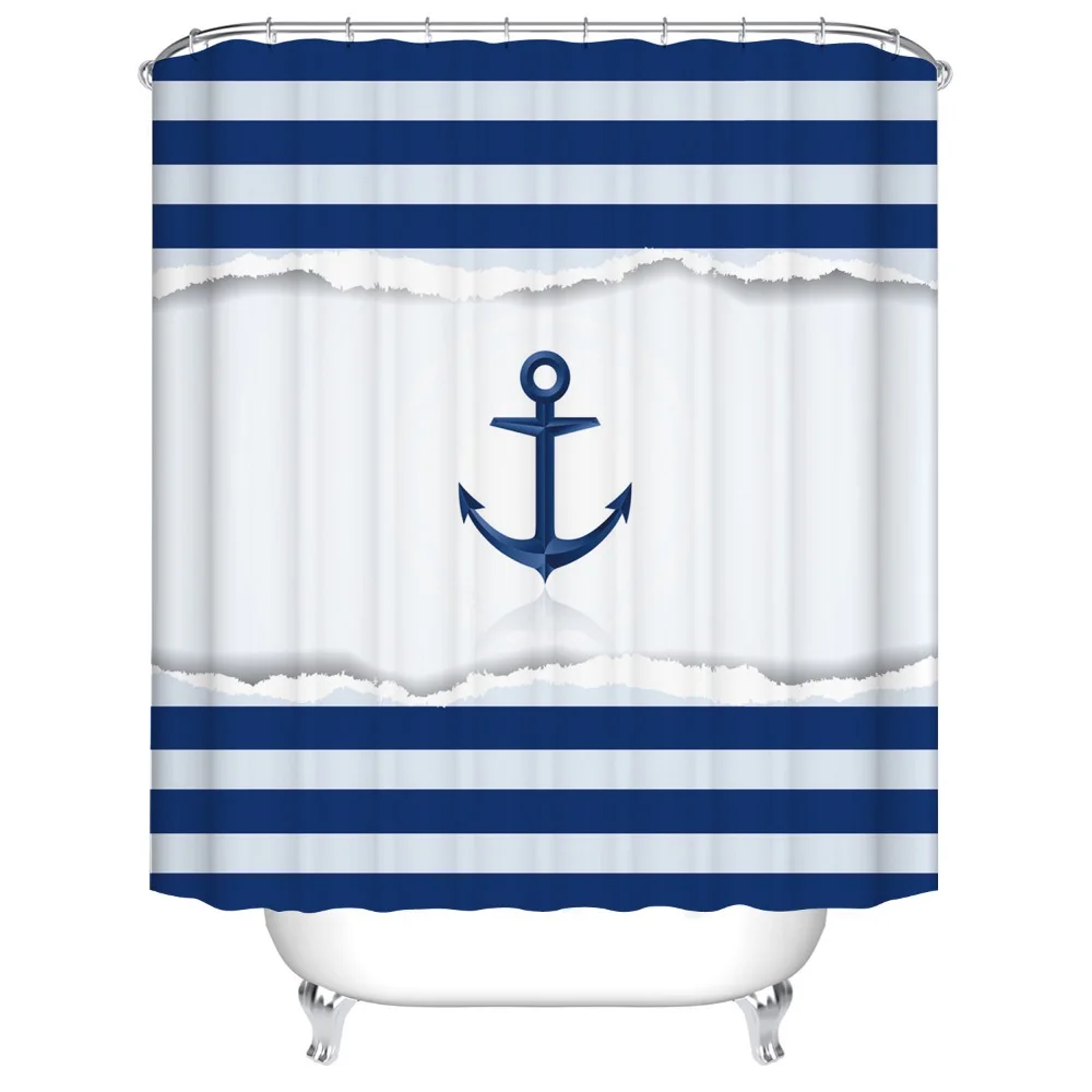 Ocean Lover Anchor Nautical Blue Anchor and Stripes Vintage Anchor on Navy Blue Stripes Shower Curtain
Ocean Lover Anchor Nautical Blue Anchor and Stripes Vintage Anchor on Navy Blue Stripes Shower Curtain
