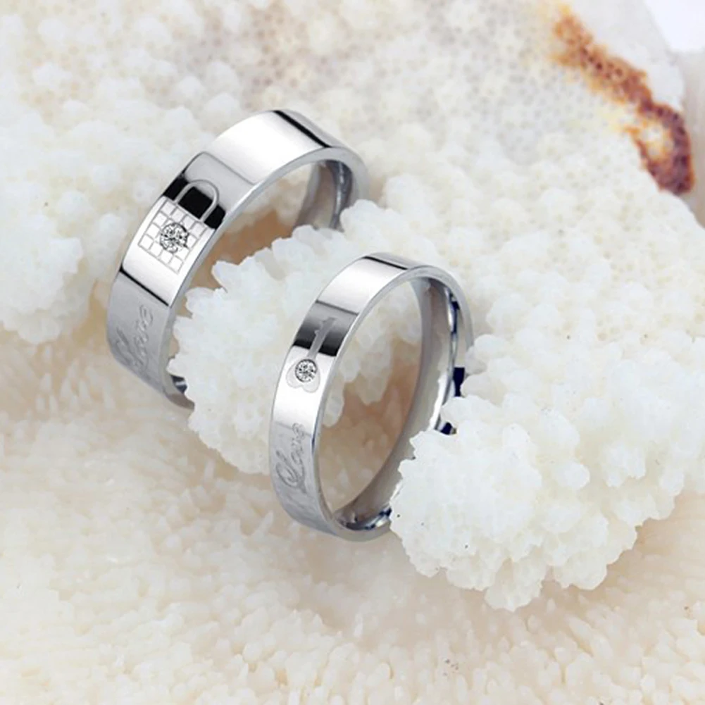 1 шт. модные стразы кольцо с любовным замком титановая сталь обручальное для пары