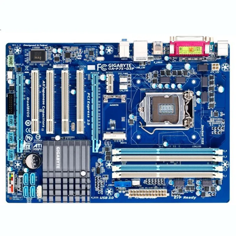 Для Gigabyte GA-P75-D3P оригинальная б/у настольная материнская плата P75-D3P B75 LGA 1155 i3 i5 i7 DDR3