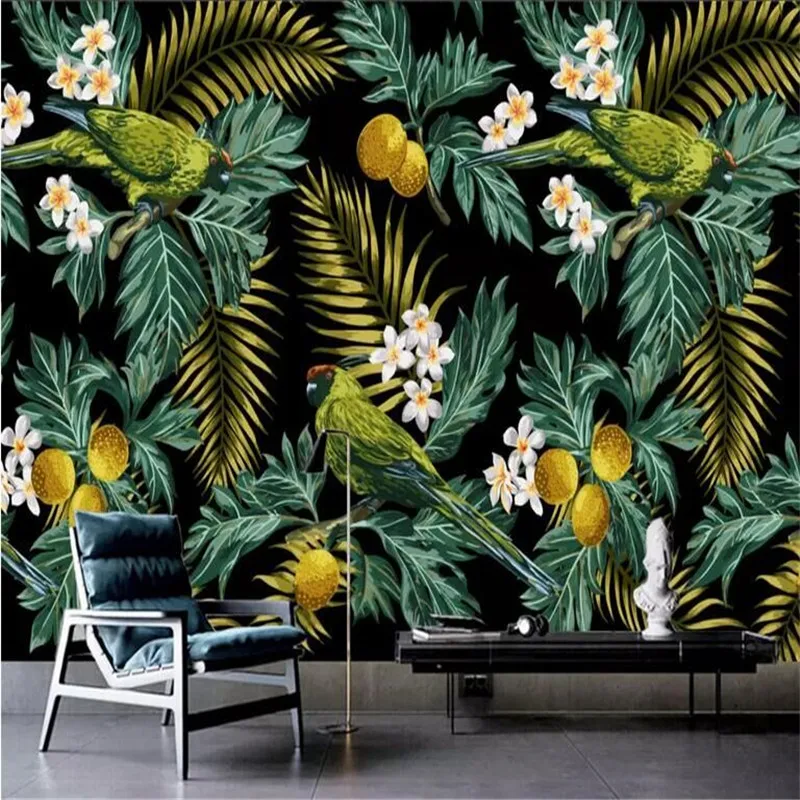 Hand painted tropical rainforest parrot coconut leaf TV background wall manufacturers wholesale wallpaper mural custom photo wal
Hand painted tropical rainforest parrot coconut leaf TV background wall manufacturers wholesale wallpaper mural custom photo wal