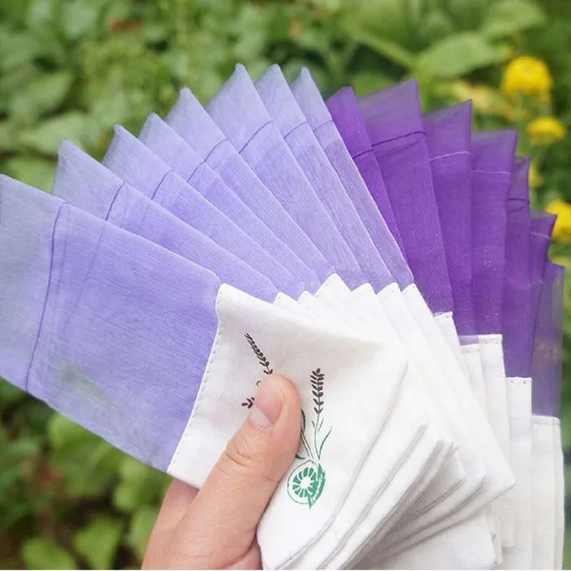 

500pcs/lot Purple Cotton Organza Lavender Sachets DIY Dried Flower Sweet Bursa Wardrobe Mouldproof Fume Gift Bag