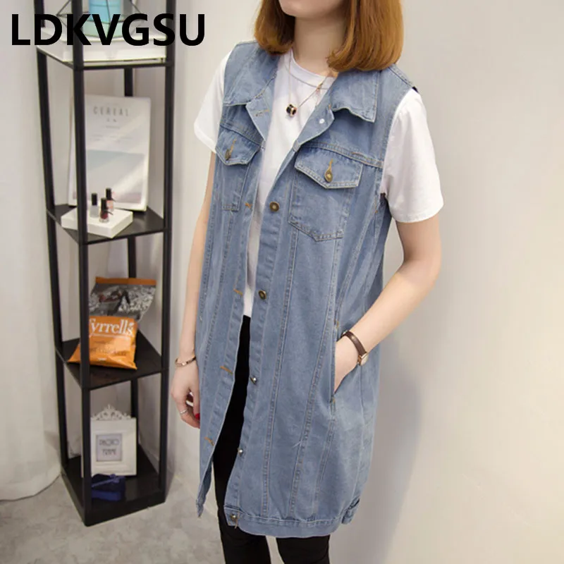 Streewear Denim Jeans Women's Vest Basic Jackets Casual Sleeveless Slim Feminina Jacket Long Outerwear Coats Plus Size 5XL Is373
Streewear Denim Jeans Women's Vest Basic Jackets Casual Sleeveless Slim Feminina Jacket Long Outerwear Coats Plus Size 5XL Is373