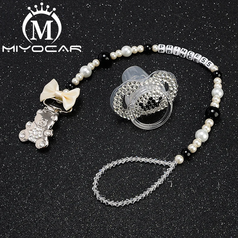MIYOCAR beautiful bling bear pacifier clip dummy clip holder pacifier holder with bling black white crown bling pacifier SP014
MIYOCAR beautiful bling bear pacifier clip dummy clip holder pacifier holder with bling black white crown bling pacifier SP014