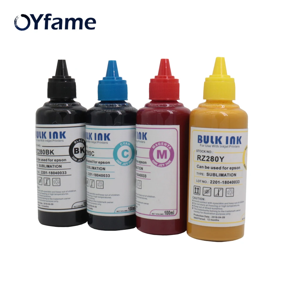 OYfame Sublimation Ink Heat Transfer Ink For EPSON Inkjet Printer 4 colorx100ml
OYfame Sublimation Ink Heat Transfer Ink For EPSON Inkjet Printer 4 colorx100ml