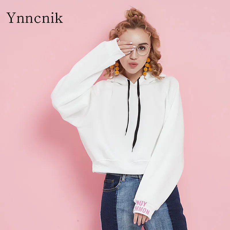Ynncnik 2018 флисовая толстовка женская с буквенным принтом короткие толстовки