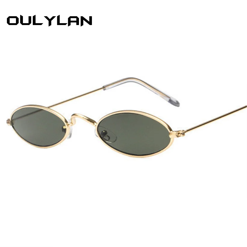 Солнцезащитные очки Oulylan овальные женские маленькие металлические желтые