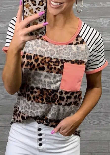 Fashion Leopard Printed T-Shirt 2019 Summer Casual Pocket Striped Tops Tee For Women Stylish T Shirt Female Tops camisetas
Fashion Leopard Printed T-Shirt 2019 Summer Casual Pocket Striped Tops Tee For Women Stylish T Shirt Female Tops camisetas