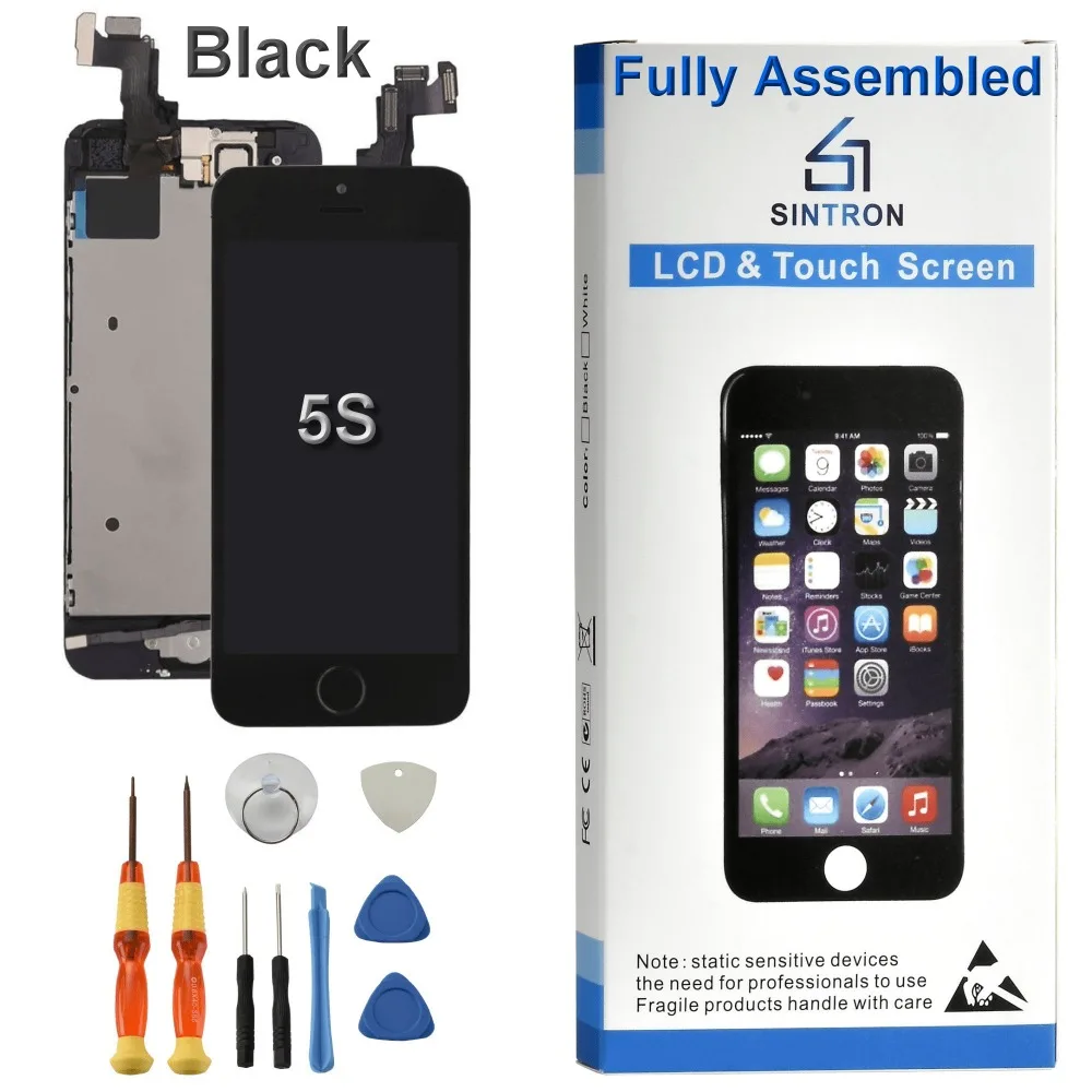 Sintron OEM For iPhone 5S Screen Replacement Fully Assembled Black Panel Display Including Original Parts With Free Repair Tools
Sintron OEM For iPhone 5S Screen Replacement Fully Assembled Black Panel Display Including Original Parts With Free Repair Tools