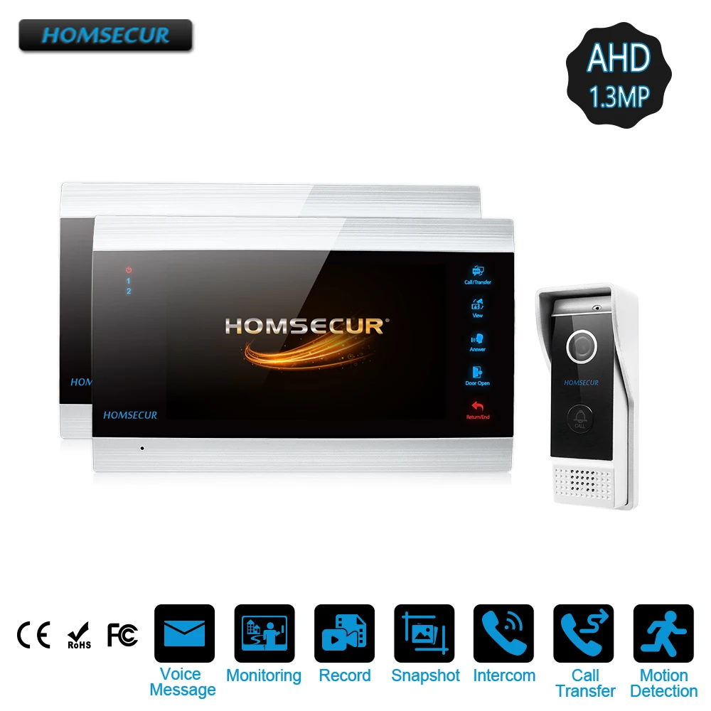 HOMSECUR 7 "проводной AHD1.3MP видео и аудио умный дверной звонок с датчиком движения