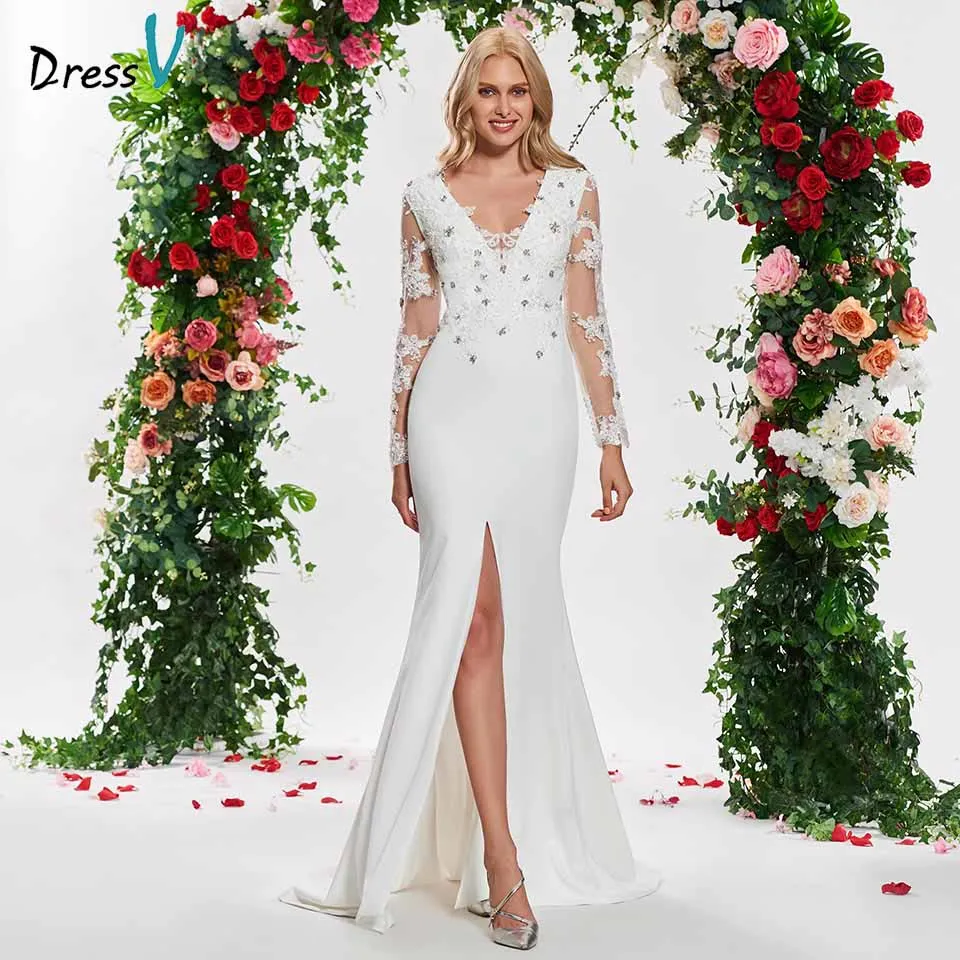 Dressv ivory elegant trumpet long sleeves wedding dress v neck appliques floor length bridal outdoor&church wedding dresses
Dressv ivory elegant trumpet long sleeves wedding dress v neck appliques floor length bridal outdoor&church wedding dresses