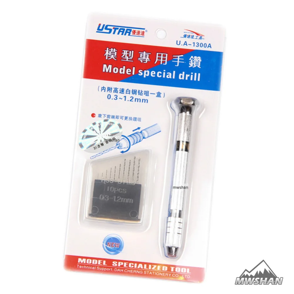 Модель специальной дрели Ustar 91300A включает в себя одну коробку дрели (0,3-1,2 мм), аксессуары для режущих инструментов «сделай сам»
Модель специальной дрели Ustar 91300A включает в себя одну коробку дрели (0,3-1,2 мм), аксессуары для режущих инструментов «сделай сам»