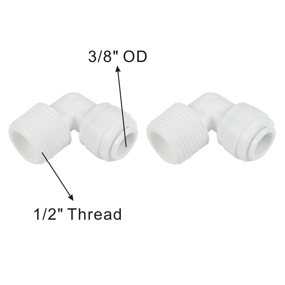 

Male Adapter 1/2" Thread to 3/8" Quick Connect Fitting Parts for Water Filters and Reverse Osmosis RO Systems - 12 Pack