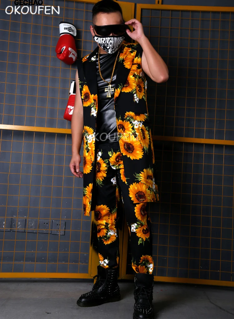 Man Fashion Sunflower Printed long Suit Vest Costumes nightclub male singer dj dancer stage wear show party performance set
Man Fashion Sunflower Printed long Suit Vest Costumes nightclub male singer dj dancer stage wear show party performance set