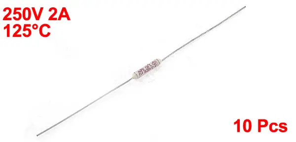 UXCELL Hot Sale 10Pcs/lot 250V 2A 125 Celsius Cylinder Circuit Cut Off Temperature 12x2.5mm Thermal Fuse 85mm Length Quality
UXCELL Hot Sale 10Pcs/lot 250V 2A 125 Celsius Cylinder Circuit Cut Off Temperature 12x2.5mm Thermal Fuse 85mm Length Quality