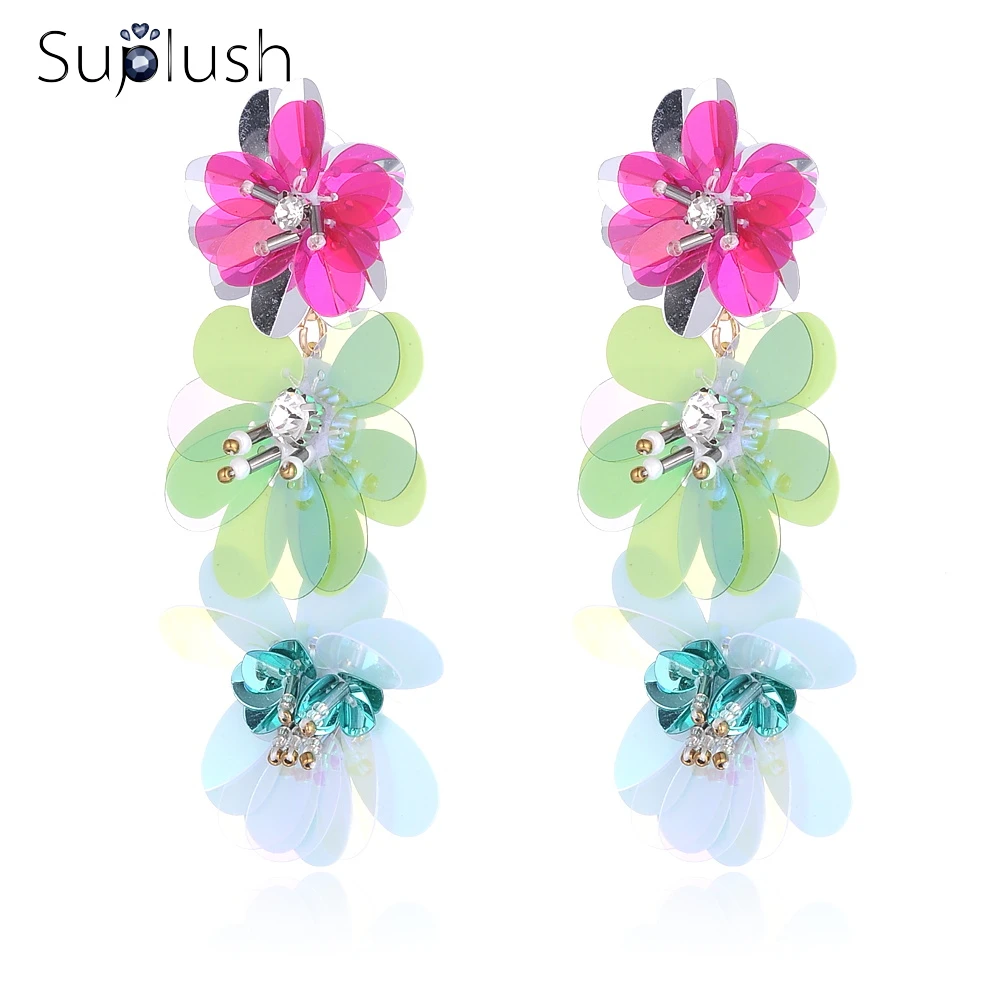 Suplush ручной работы моде мотаться падение серьги для Для женщин окантовка с