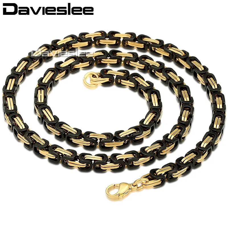 Davieslee Stainless Steel Mens Necklace Gold Black Color Box Byzantine Chain DKNM18
Davieslee Stainless Steel Mens Necklace Gold Black Color Box Byzantine Chain DKNM18
