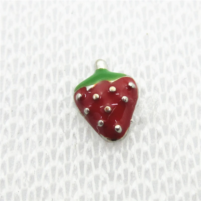 

Hot Selling 20pcs/lot Strawberry Floating Charms Living Glass Memory Lockets Floating Charms DIY Jewelry Accessory