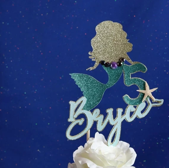 customize double-side glitter ANY NAME AGE Under The Sea mermaid party girl birthday cake toppers baby shower party decor
customize double-side glitter ANY NAME AGE Under The Sea mermaid party girl birthday cake toppers baby shower party decor