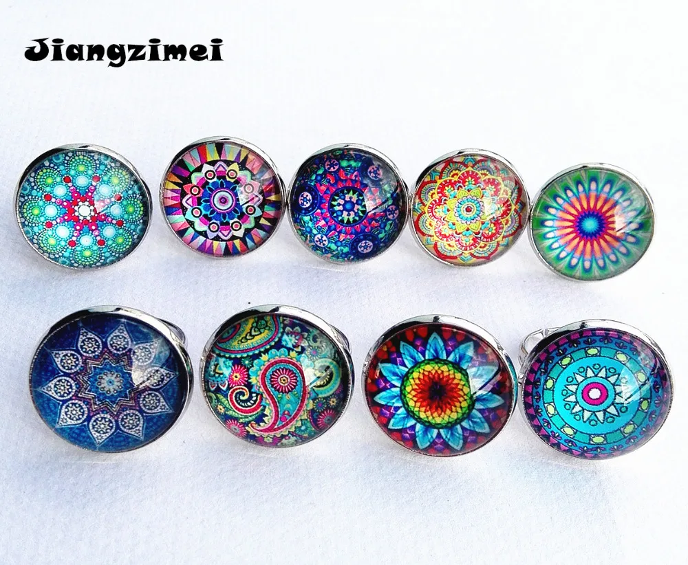 36pcs (Mixed 12 styles) Adjustable Vintage silver Ring Mandala Flower Art Glass Round Dome Rings for Women Girls Jewelry
36pcs (Mixed 12 styles) Adjustable Vintage silver Ring Mandala Flower Art Glass Round Dome Rings for Women Girls Jewelry
