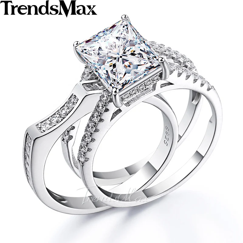 Кольцо с кубическим цирконием Trendsmax для женщин и девочек серебряное кольцо