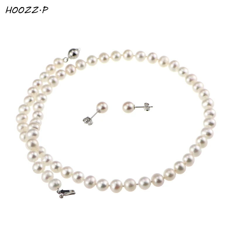 HOOZZ.P 925 Sterling Silver White Freshwater Cultured Pearl Necklace, Earrings Set, 18"Princess - AAA Quality
HOOZZ.P 925 Sterling Silver White Freshwater Cultured Pearl Necklace, Earrings Set, 18"Princess - AAA Quality