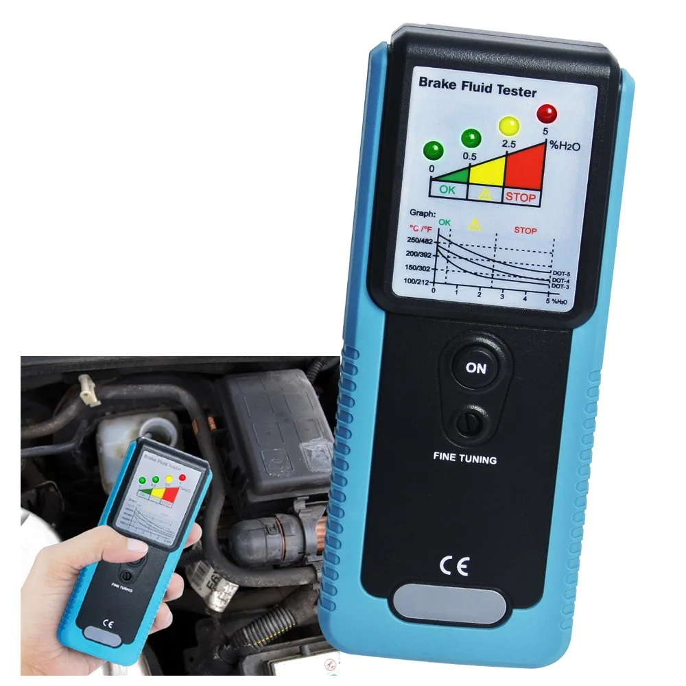 Brake Fluid Tester Detector w/ LED Indicator & 180° Foldable Testing Rod, Car Auto Automotive Diagnostic Tool Oil Quality
Brake Fluid Tester Detector w/ LED Indicator & 180° Foldable Testing Rod, Car Auto Automotive Diagnostic Tool Oil Quality