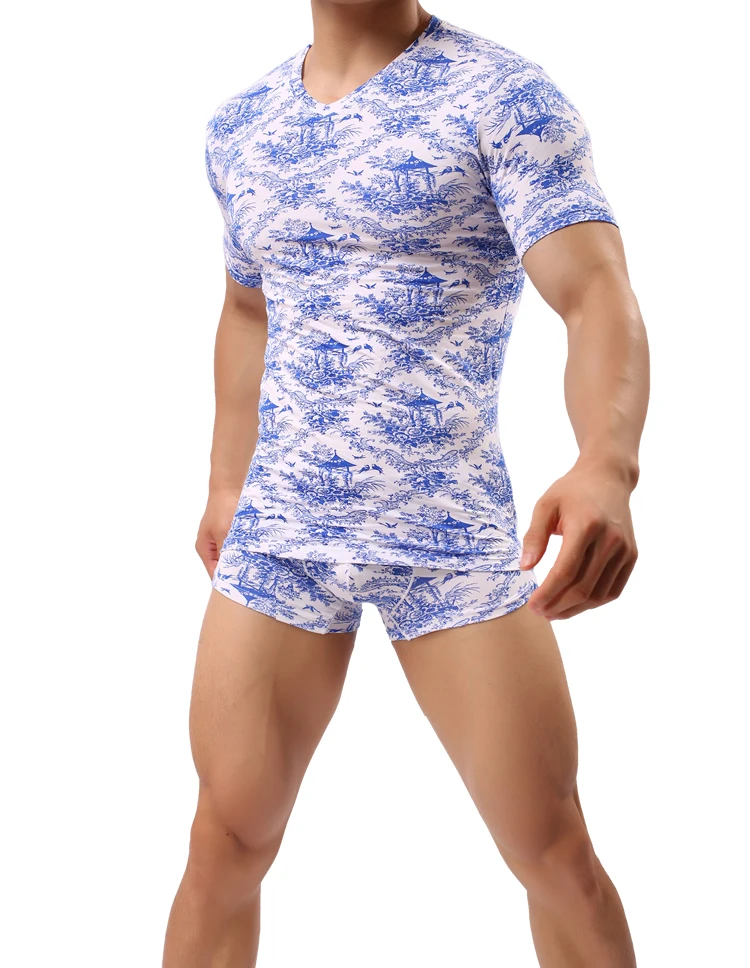 JJSOX Мужская футболка модное модальное дышащее Нижнее белье синяя и белая