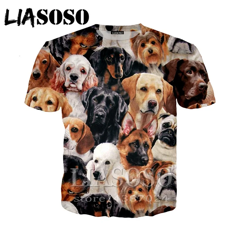 LIASOSO женская футболка аниме собака уличная одежда животное хип хоп homme 2019 3d принт