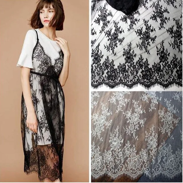 3m/lot Black White Eyelash Lace Fabric DIY Decorative Soft Nylon Eyelash Lace Trim Clothing Sewing Applique Fabric 150cm width
3m/lot Black White Eyelash Lace Fabric DIY Decorative Soft Nylon Eyelash Lace Trim Clothing Sewing Applique Fabric 150cm width