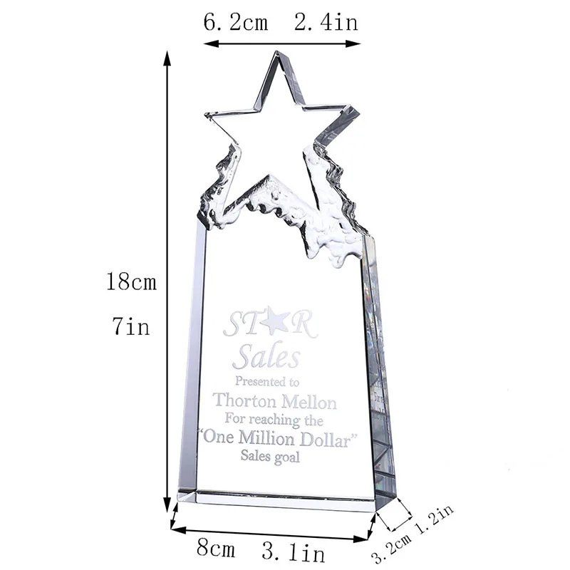 H&D 7" Optical Crystal Star Mountain Trophy Figure Free Engraved Personalization for Crystal Crafts Awards Desktop Decoration
H&D 7" Optical Crystal Star Mountain Trophy Figure Free Engraved Personalization for Crystal Crafts Awards Desktop Decoration