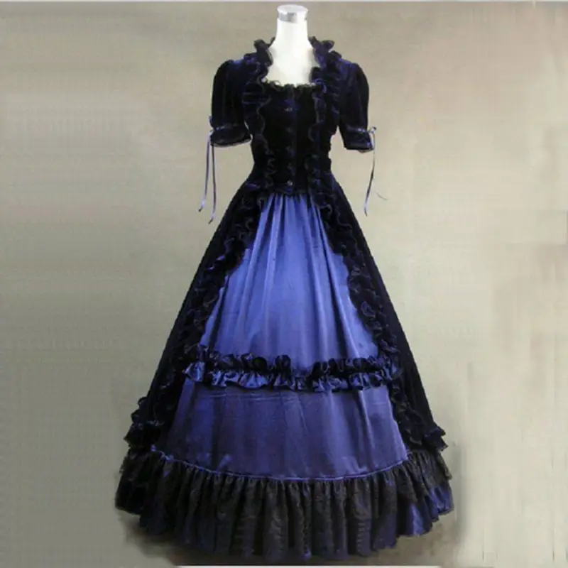 Customized 2018 Dark Gothic Victorian Period Dress Medieval Square Collar Short Sleeve Velvet Steampunk Ball Gowns Costume
Customized 2018 Dark Gothic Victorian Period Dress Medieval Square Collar Short Sleeve Velvet Steampunk Ball Gowns Costume