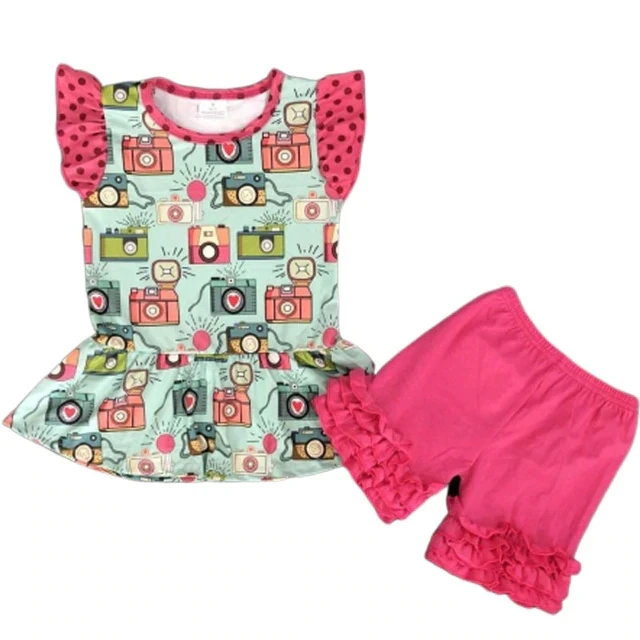 Summer August school girls baby children short sleeve suit cartoon camera pattern printing yll
Summer August school girls baby children short sleeve suit cartoon camera pattern printing yll