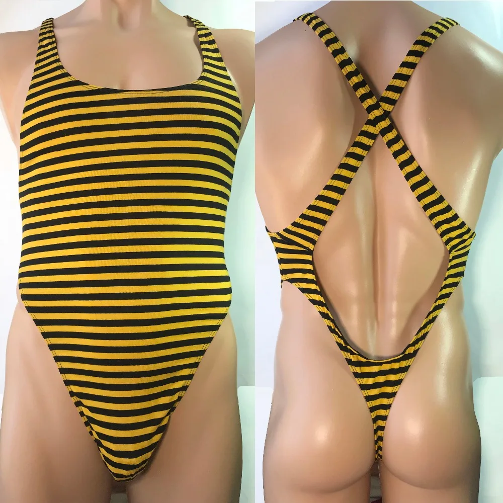 G728CW Mens bodysuit Thong Leotard cotton poly spandex High Cut X Crossing Back | Мужская одежда
