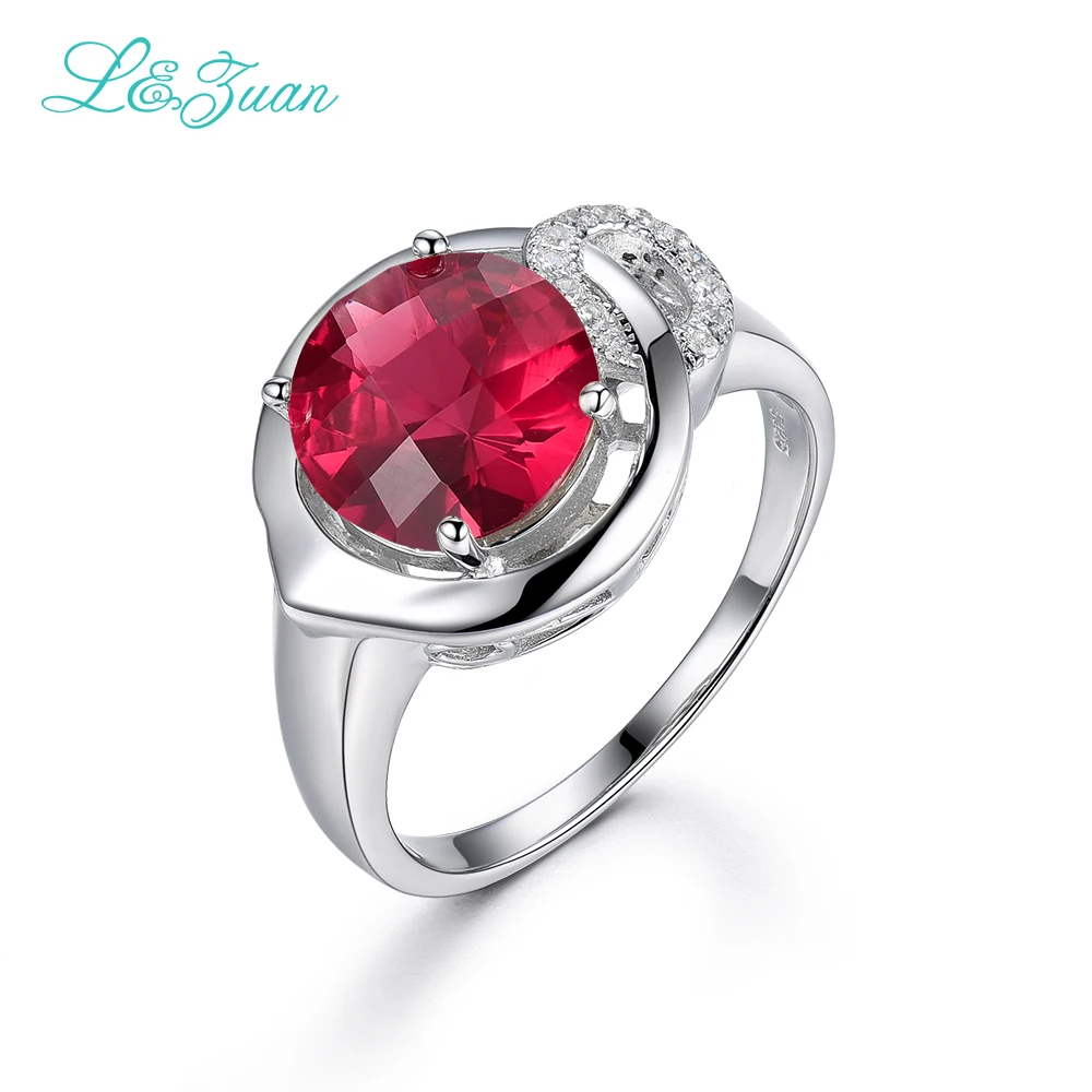 

L & zuan, обручальные кольца из стерлингового серебра 925 пробы для женщин, 5,34ct, рубиновый драгоценный камень, красный камень, романтическое роск...
