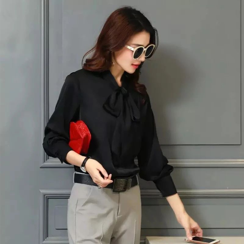 New fashion bottoming shirt female Korean version OL long-sleeved chiffon shirt professional solid bow women shirt top
New fashion bottoming shirt female Korean version OL long-sleeved chiffon shirt professional solid bow women shirt top