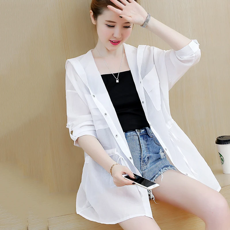 Air Conditioning Shirt Women 2018 Summer New Single-breasted Hooded Drawstring Loose Large Size Long Sun Screen Clothing Is606
Air Conditioning Shirt Women 2018 Summer New Single-breasted Hooded Drawstring Loose Large Size Long Sun Screen Clothing Is606