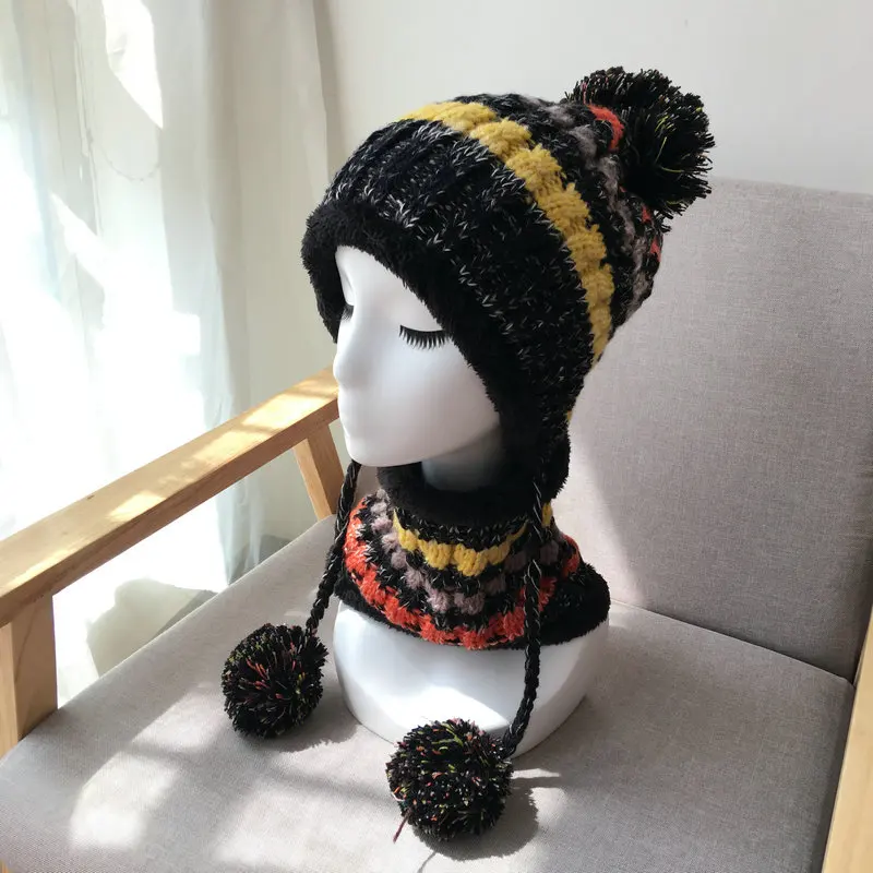 HUAYAN women Winter Hat Scarf set Ball Hat Pom pom Beanies Warm Cap fashion solid knitted hats
HUAYAN women Winter Hat Scarf set Ball Hat Pom pom Beanies Warm Cap fashion solid knitted hats